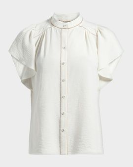 Ramy Brook Aurora Flutter-Sleeve Top