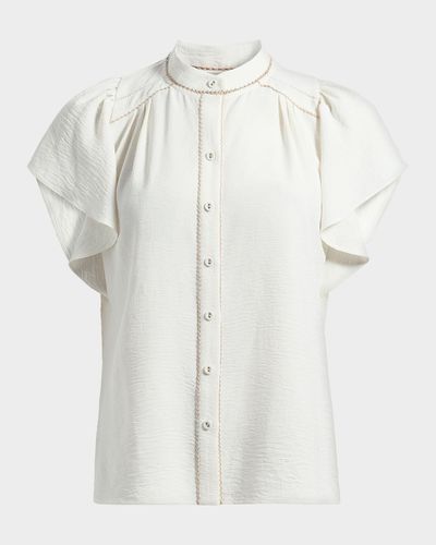 Ramy Brook Aurora Flutter-Sleeve Top