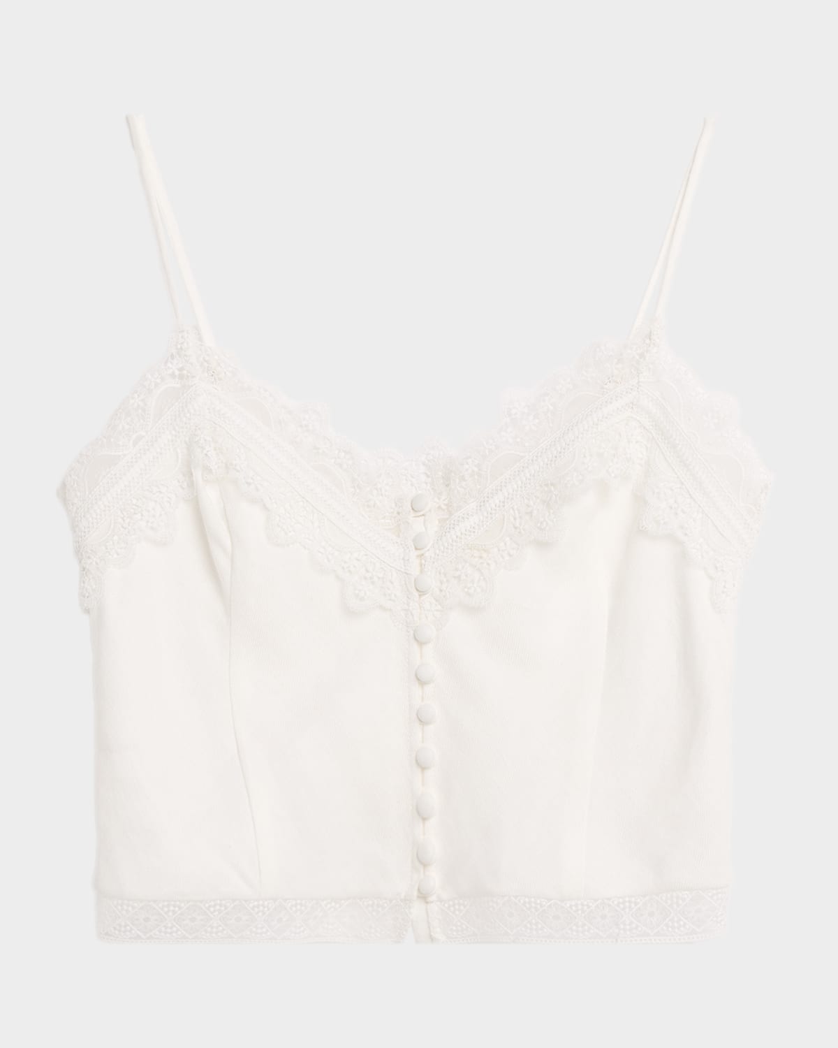 Ramy Brook Ayda Lace-Trim Linen Tank Top