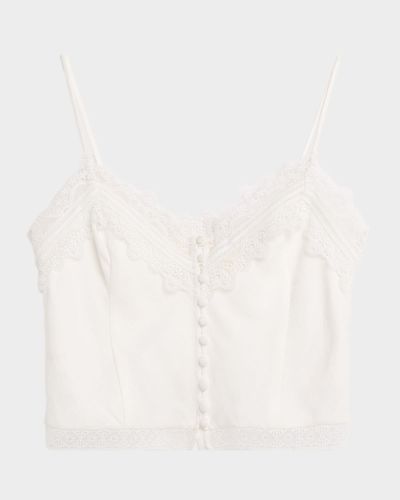 Ramy Brook Ayda Lace-Trim Linen Tank Top