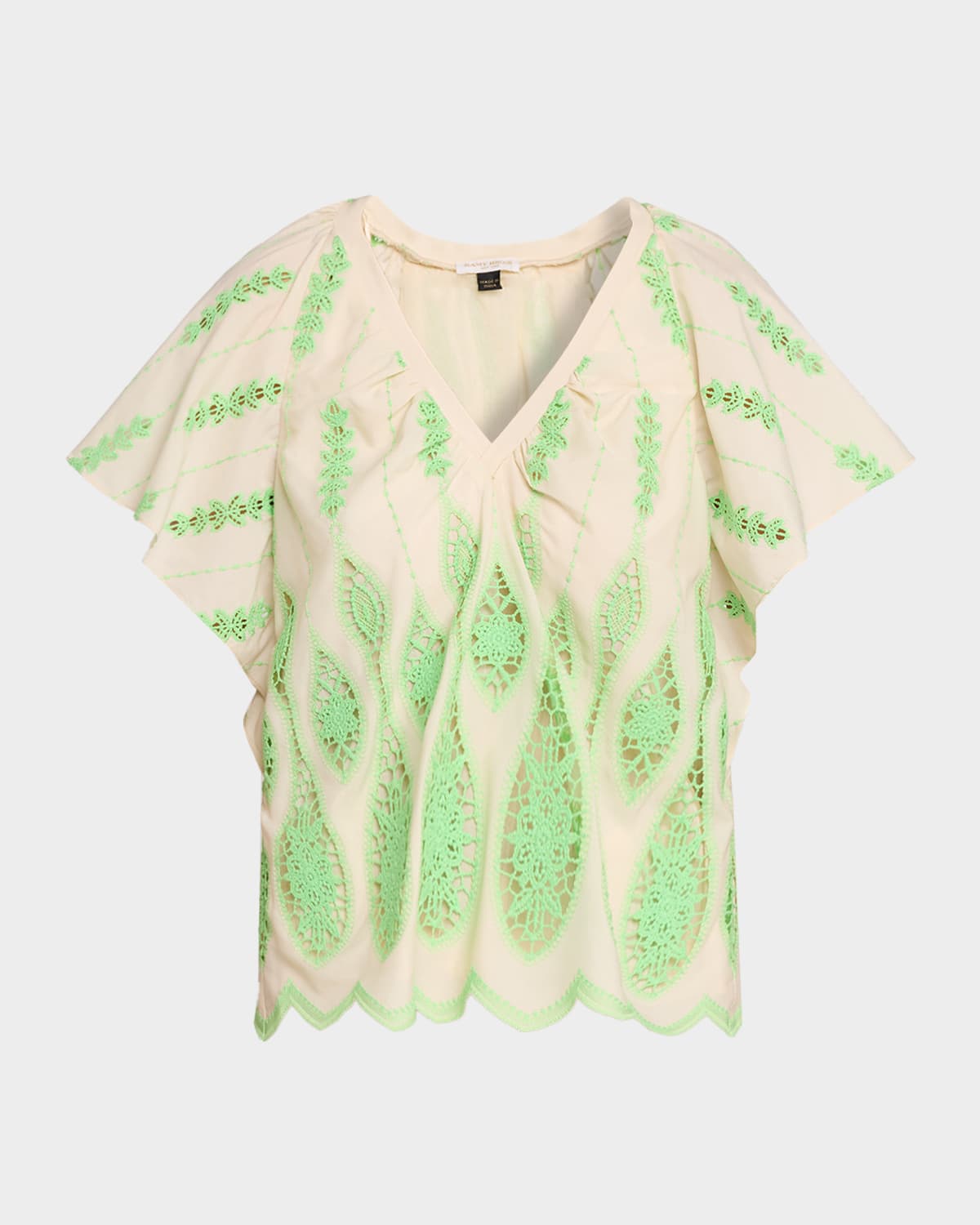 Ramy Brook Bettie Embroidered Short-Sleeve Top