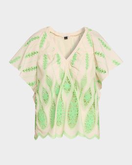 Ramy Brook Bettie Embroidered Short-Sleeve Top