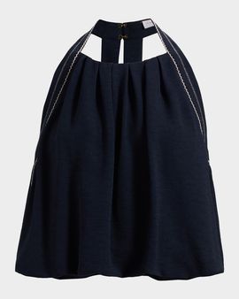 Ramy Brook Briar Halterneck Embroidered Blouse