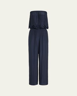 Ramy Brook Christiana Smocked Embellished Strapless Jumpsuit