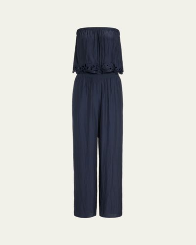 Ramy Brook Christiana Smocked Embellished Strapless Jumpsuit