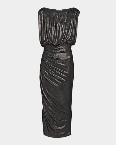 Ramy Brook Cindy Metallic Ruched Midi Dress