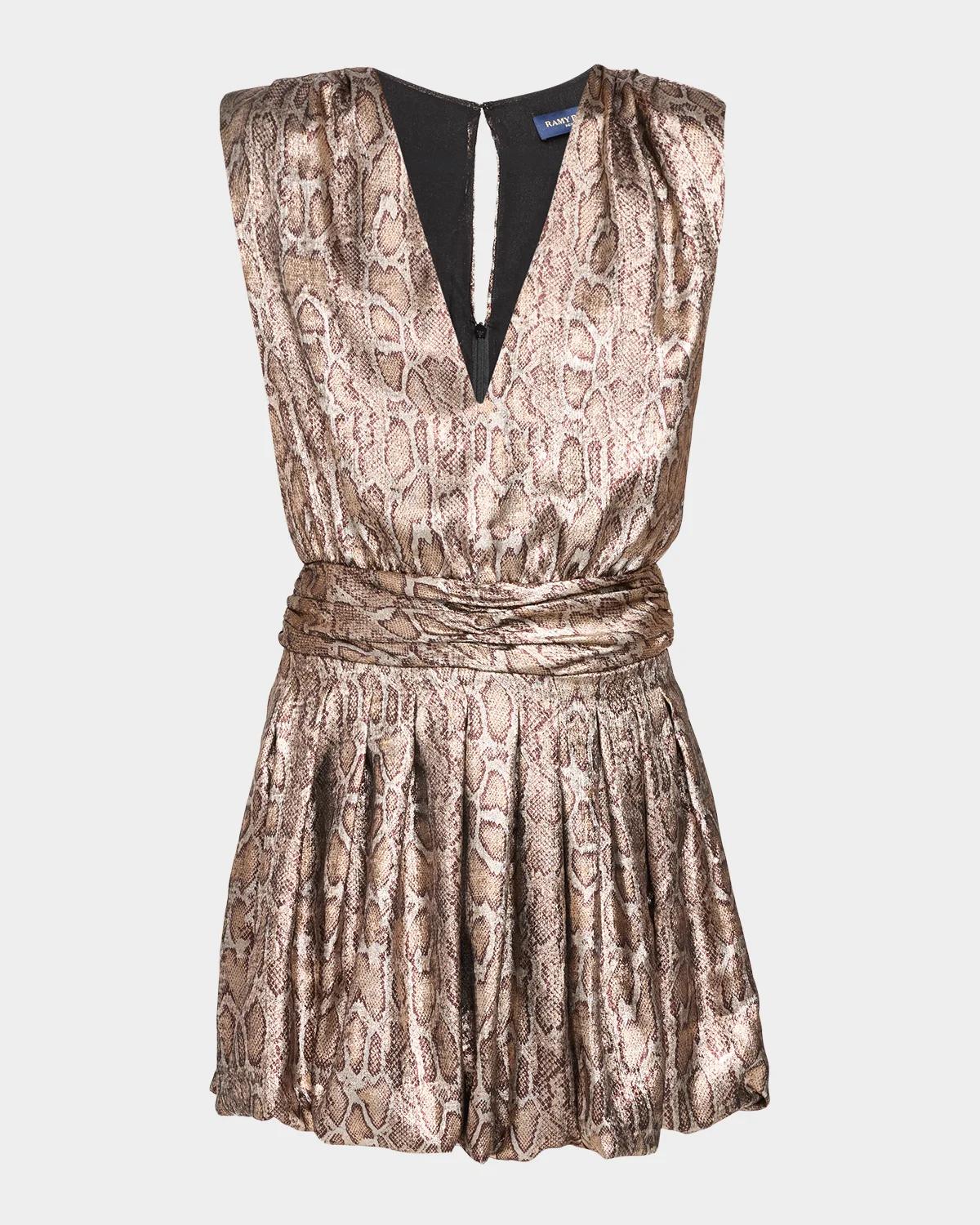 Ramy Brook Crystal Snake V-Neck Mini Dress