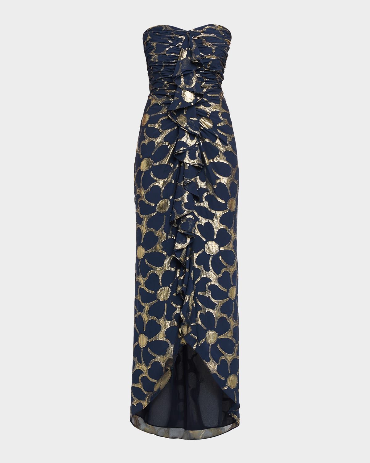 Ramy Brook Daisy Goldie Strapless Floral Jacquard Gown