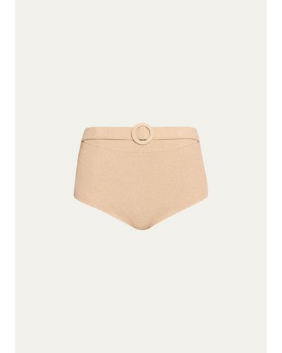 Ramy Brook Danice Metallic High-Waist Bikini Bottoms