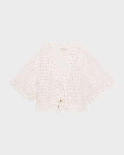 Ramy Brook Dottie Embroidered Tie-Front Top
