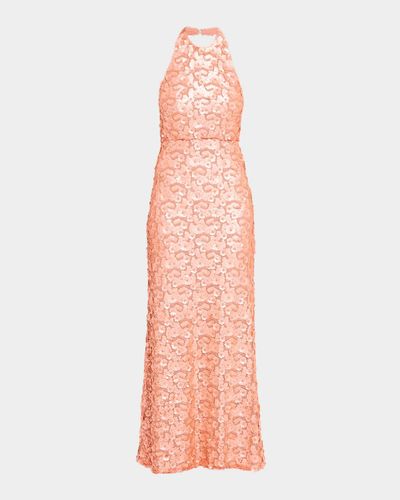 Ramy Brook Giada Floral Sequin Halter Gown
