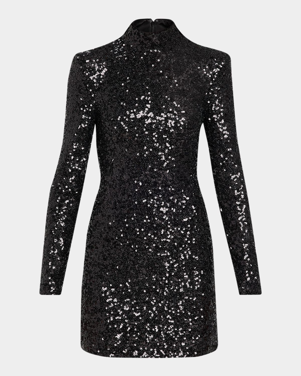 Ramy Brook Glory Sequin Mock-Neck Mini Dress