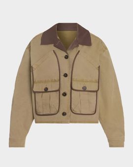 Ramy Brook Izzy Contrast-Trim Cotton Utility Jacket