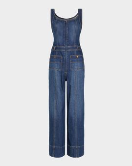Ramy Brook Janet Cropped Wide-Leg Denim Jumpsuit