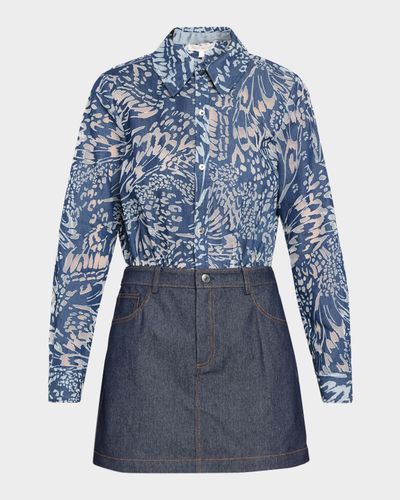 Ramy Brook June Butterfly Burnout & Denim Mini Dress
