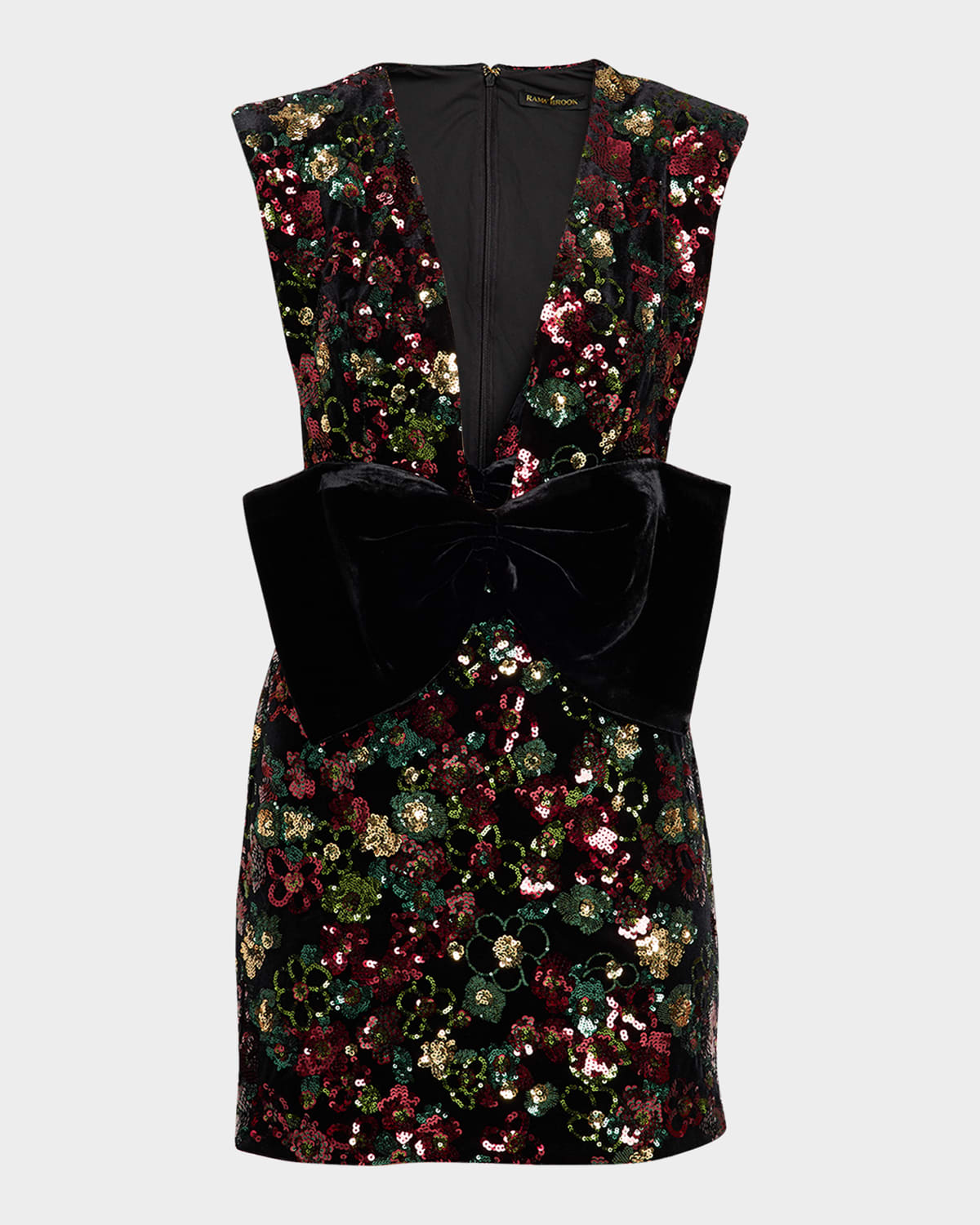 Ramy Brook Kimberly Plunging Floral Sequin Mini Dress