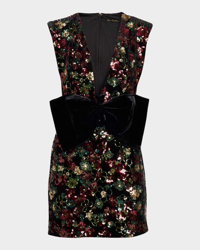 Ramy Brook Kimberly Plunging Floral Sequin Mini Dress