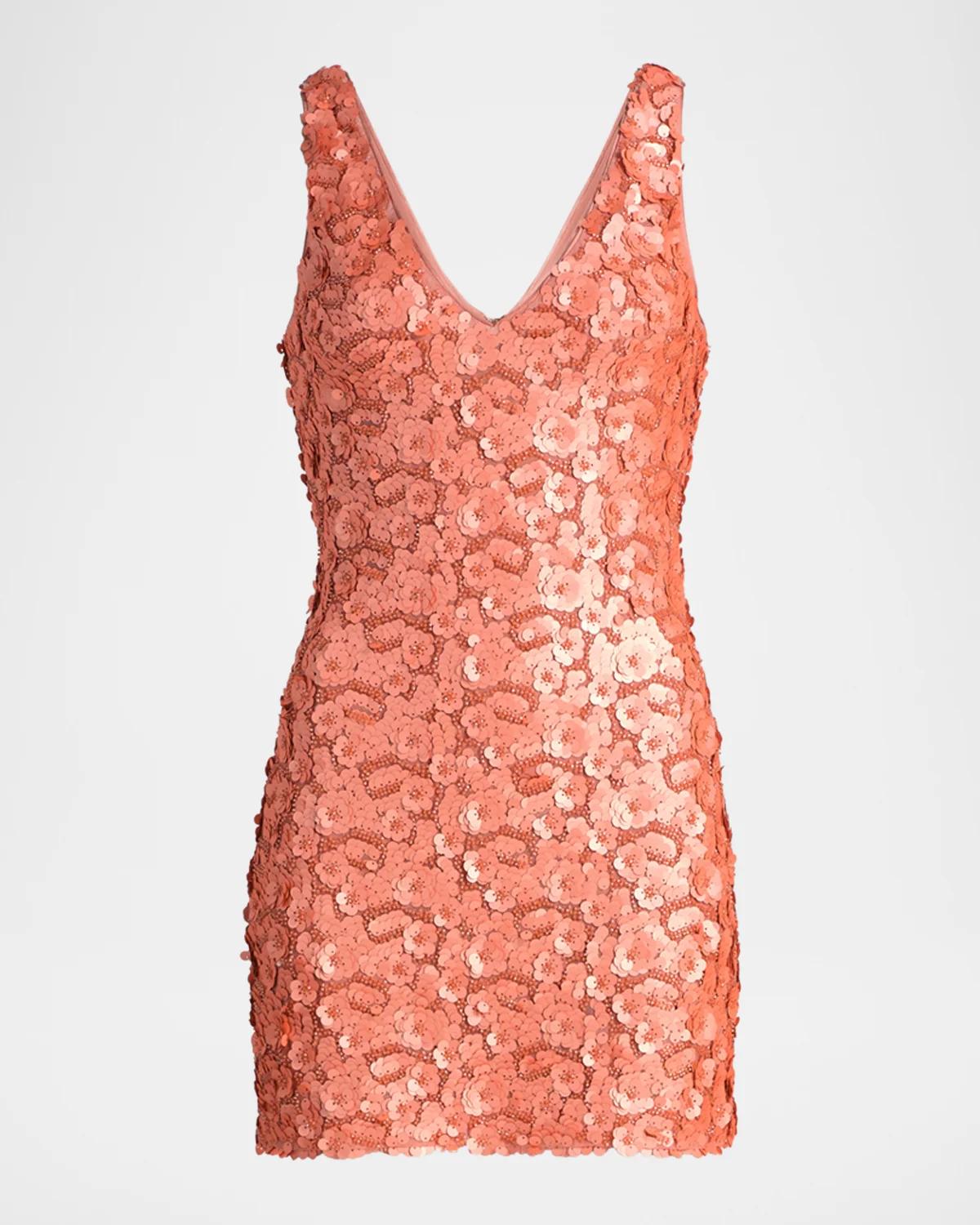 Ramy Brook Kinsley Sleeveless Floral Sequin Mini Dress