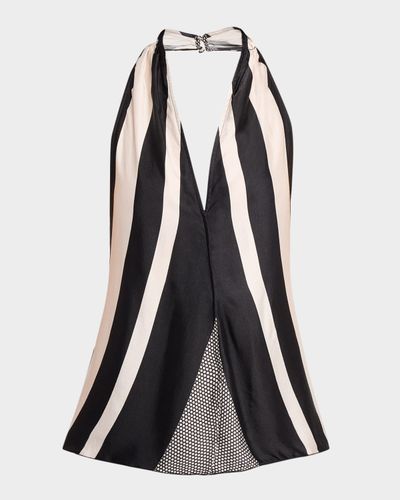 Ramy Brook Kylie Striped Satin Halter Blouse