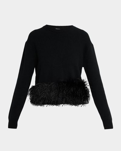 Ramy Brook Lana Feather Trim Wool-Blend Top