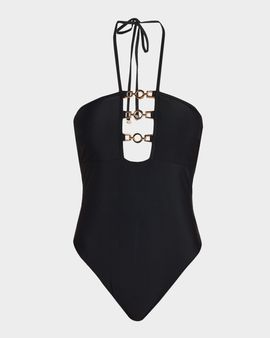 Ramy Brook Lorena Chain Halter One-Piece Swimsuit