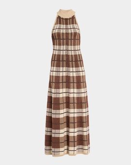 Ramy Brook Louisa Sleeveless Plaid Knit Midi Dress