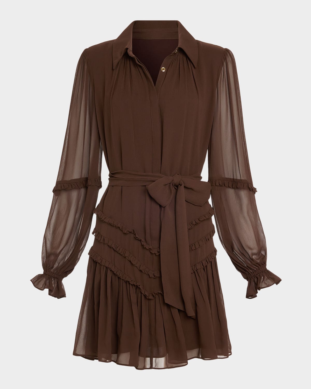 Ramy Brook Maya Ruffle-Trim Silk Mini Dress