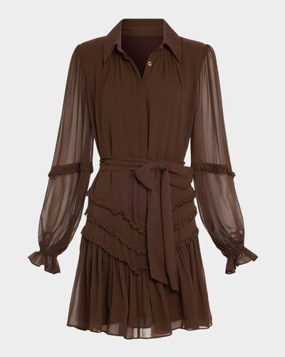 Ramy Brook Maya Ruffle-Trim Silk Mini Dress