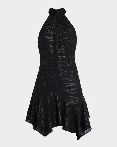 Ramy Brook Nari Shimmer Handkerchief Halter Mini Dress