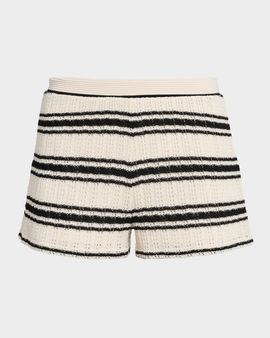 Ramy Brook Olympia Striped Crochet Shorts