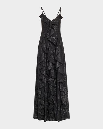 Ramy Brook Penelope Flocked Ruffled Gown
