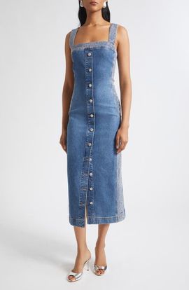 Ramy Brook Ramy Brook Amanda Rhinestone Denim Midi Dress