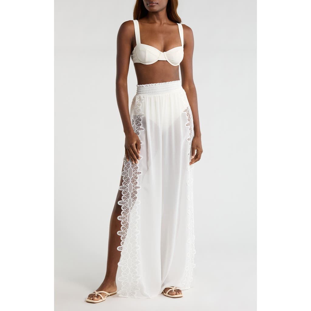 Ramy Brook Ramy Brook Athena Lace Semisheer Split Hem Wide Leg Cover-Up Pants