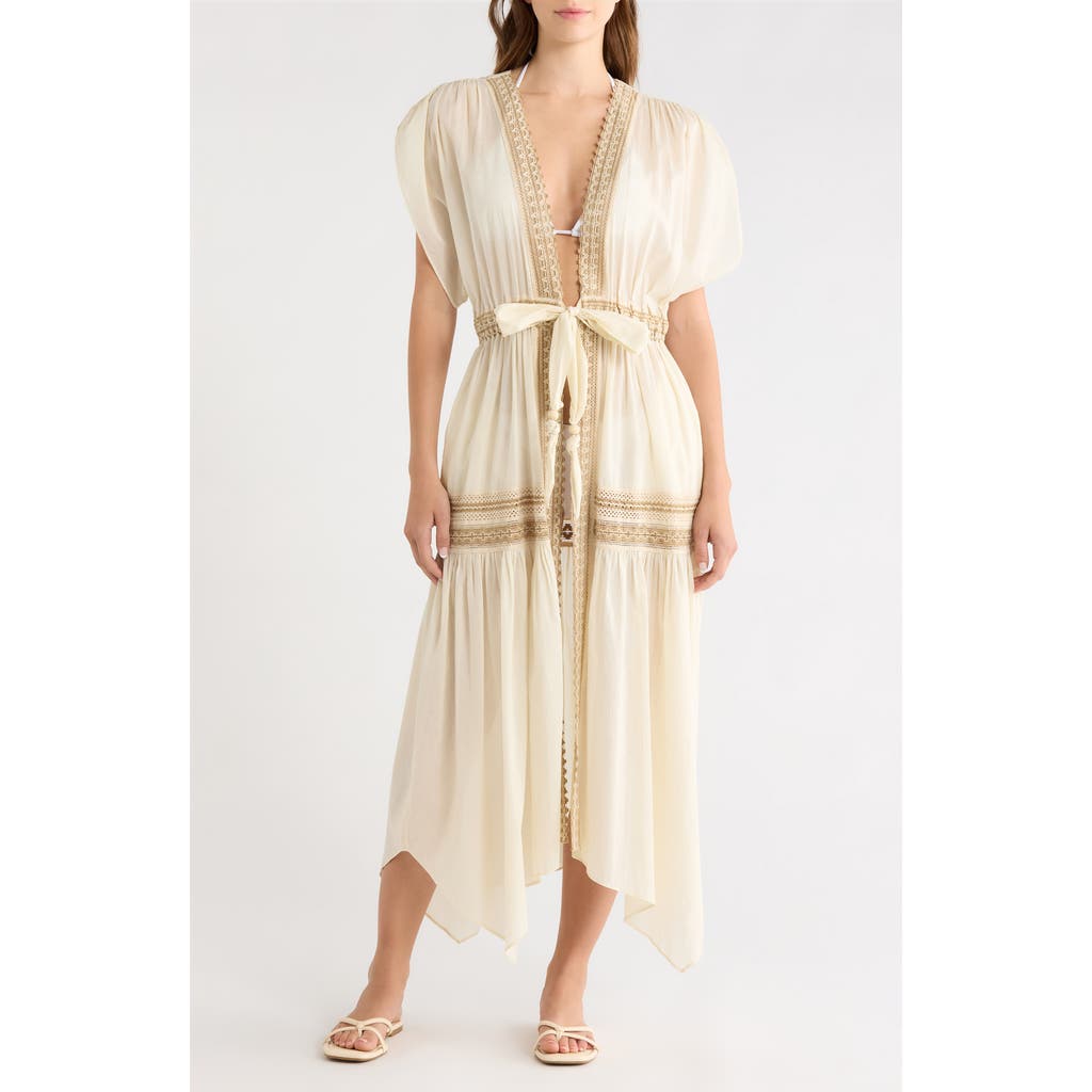 Ramy Brook Ramy Brook Audra Lace Trim Tie Front Cover-Up Dress