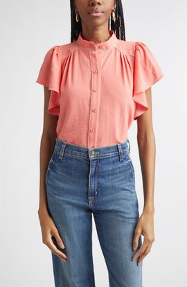 Ramy Brook Ramy Brook Aurora Ruffle Sleeve Button Front Shirt