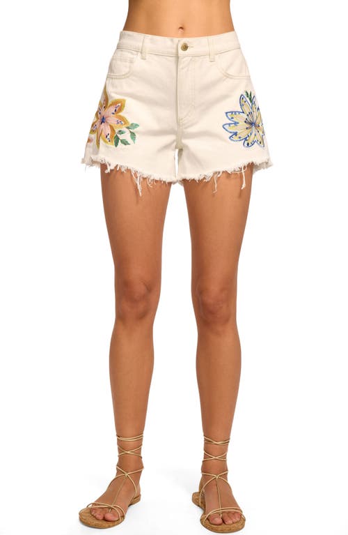 Ramy Brook Ramy Brook Floral Embroidery Denim Cutoff Shorts