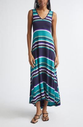 Ramy Brook Ramy Brook Holly Stripe Sleeveless High-Low Dress