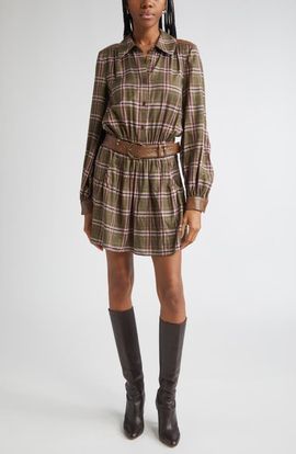 Ramy Brook Ramy Brook Jim Belted Metallic Long Sleeve Dress