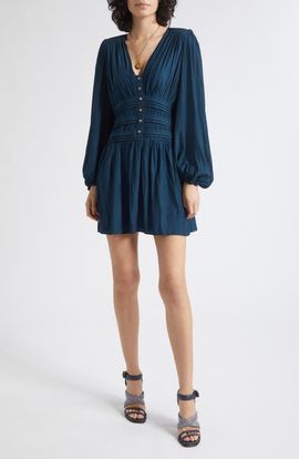 Ramy Brook Ramy Brook Jules Pintuck Long Sleeve Dress