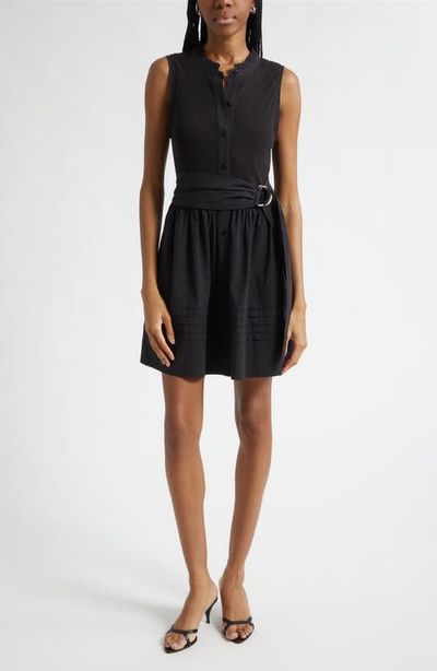 Ramy Brook Ramy Brook Orla Belted Sleeveless Mixed Media Minidress
