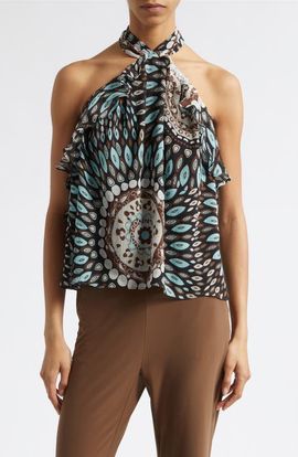 Ramy Brook Ramy Brook Palma Talia Silk Chiffon Halter Top