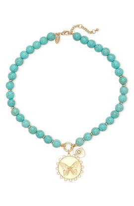 Ramy Brook Ramy Brook Reva Butterfly Pendant Synthetic Turquoise Bead Necklace 