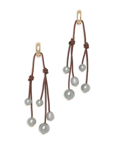 Ramy Brook Ramy Brook Riya Cultured Freshwater & Imitation Pearl Leather Cord Drop Earrings