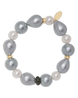 Ramy Brook Ramy Brook Riya Pave Bead & Imitation Pearl Stretch Bracelet
