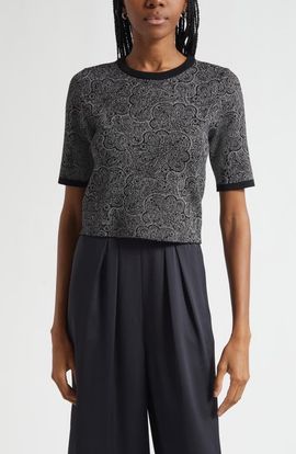 Ramy Brook Ramy Brook Rosaline Jacquard Short Sleeve Knit Top