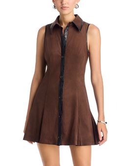 Ramy Brook Ramy Brook Stella Faux Leather Trim Dress