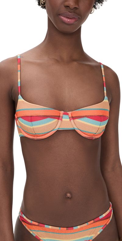 Ramy Brook Ramy Brook Striped Mona Bikini Top Flame Glitter Stripe