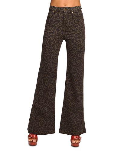 Ramy Brook Ramy Brook Tyra High Rise Flared Animal-Print Jeans in Deep Olive