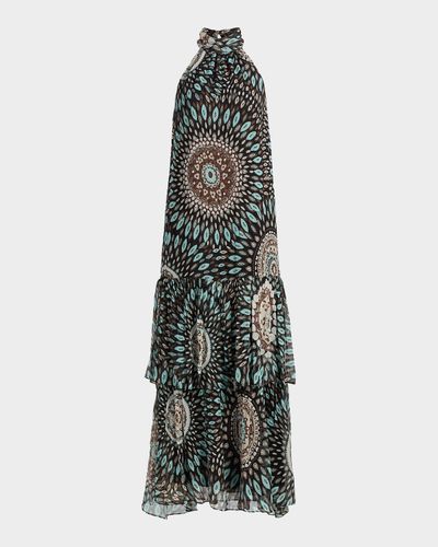 Ramy Brook River Mandala Silk Tiered Maxi Dress
