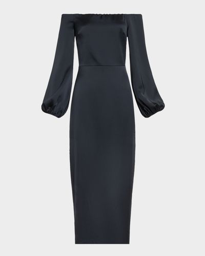 Ramy Brook Shiyan Off-Shoulder Stretch Satin Midi Dress
